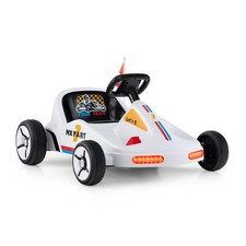 12V Kids Electric Go Kart Ride-On Race Toy w/ Remote Control Music-White