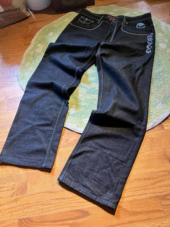 Coogi Y2K Dark Wash Blue Embroidered Back Pocket Jeans - Image 2 of 4