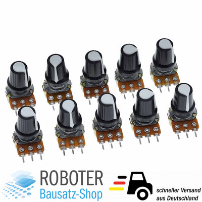 10x WH148 Drehpotentiometer 10K Linear 3-Pin B10K Drehwiderstand Arduino