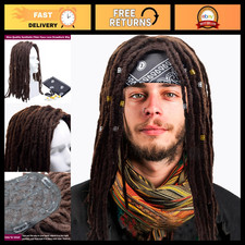 Handmade Synthetic Dreadlocks Wig for Cosplay, Long Brown  Black Reggae Style
