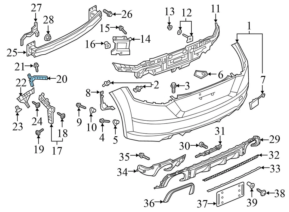 AUDI TT RS QUATTRO 2018-2023 - Soporte de parachoques trasero izquierdo/guía Foto 4 de 4