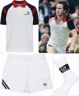 Sergio Tacchini John McEnroe Wimbledon 1982 Set - Shirt Shorts & Freie Socken