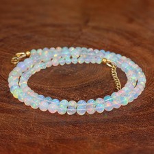   Unique AAA Multi  Fire Ethiopian White Opal Necklace   Natural Opal balls