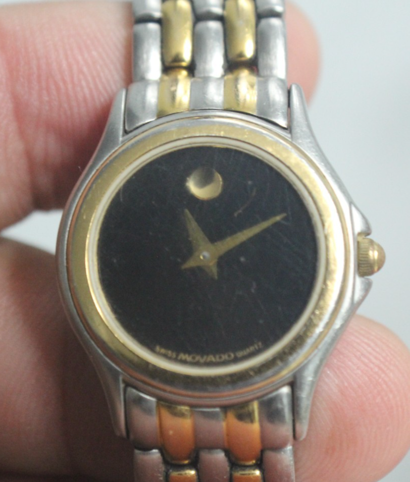 Vintage Swiss MOVADO Museum Two-Tone Ladies Quartz Watch 81-E4