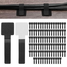 100-Pack Cable Clips, Adhesive Cord Organizers for Desk, Wire Holders Black