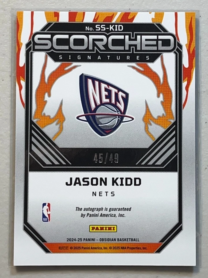 Jason Kidd 2024-25 Panini Obsidian /49 Orange Flood Scorched Auto Autograph - Image 2 of 2