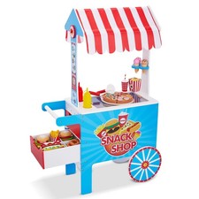 Juego de carro de bocadillos de madera Lil' Jumbl, soporte para perros calientes con 125+ accesorios