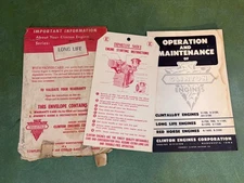 Original Clinton Operation & Maintenance Manual W/ Hanging Tag