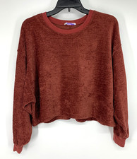 Zara Sweatshirt Womens Size Small Cropped Oversized Soft Pullover Rust Dolman