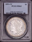 1891-CC Morgan Silver Dollar PCGS MS63 - Nice Flashy Original Coin