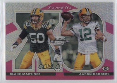 2019 Panini Contenders Optic Pink Prizm 29/75 Aaron Rodgers Blake Martinez o7m