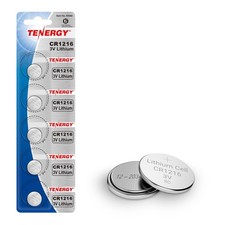 Tenergy CR1216 3V Lithium Button Cell Battery, for Watches, Mini LED 5 Count