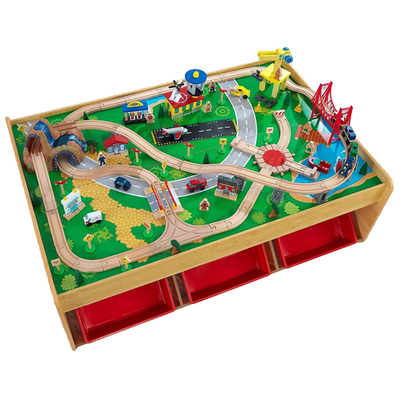 Kid's Wood Play Railway Train Table Set 120 Pc Brio Thomas