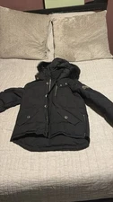 Moose Knuckle Black Down Parka with Fur Hood