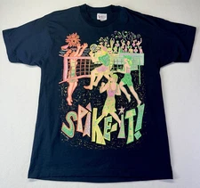 Vtg 1989 Spike It Volleyball Neon Puff Glitter Splatter Single Stitch T Shirt XL