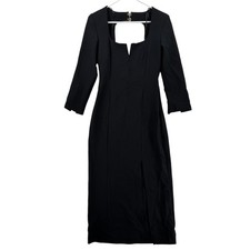 Zara Dress Womens Small Long Sleeve Midi Open Back Fitted Slit Modern