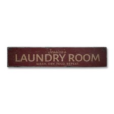 Wash Dry Fold Repeat, Custom Laundry - Rustic Distressed Wood Sign