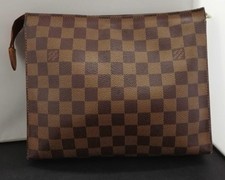 Louis Vuitton Damier Ebene Poche Toilette seconda borsa marsupio marrone N475...