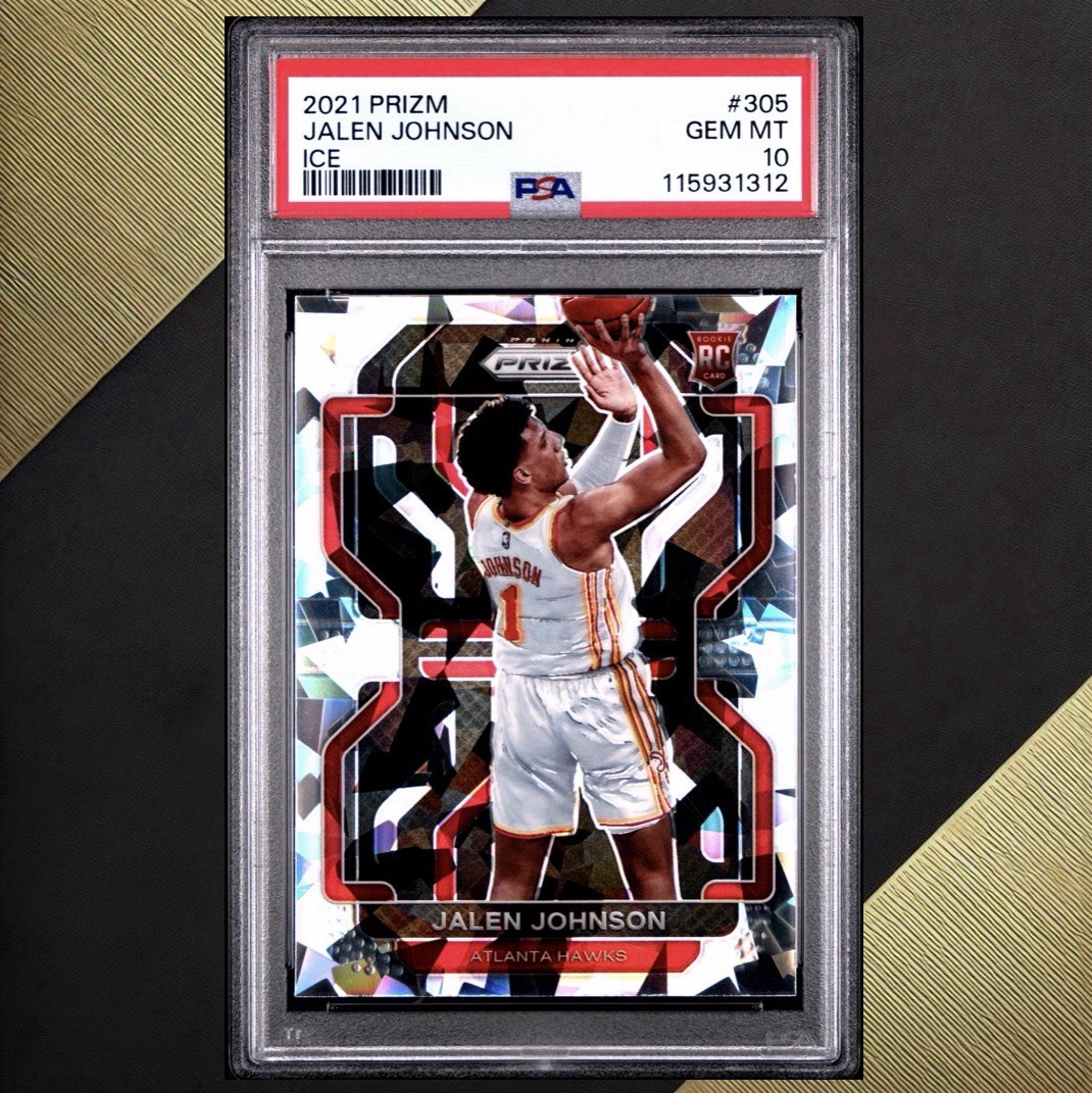 2021 PANINI PRIZM ICE #305 JALEN JOHNSON ROOKIE RC PSA 10 Atlanta Hawks STAR