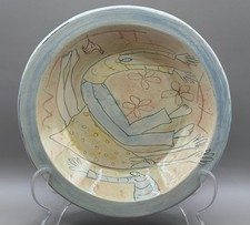 Vivienne Ross Studio Pottery Slip Decorated Earthenware Shallow Bowl