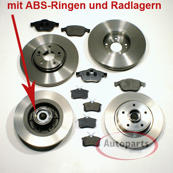 Freni Ø 308 Mm + 249 Mm Pastiglie Cuscinetto Ruota ABS Anelli Anteriori Posteriori per Peugeot 308 - Immagine 1