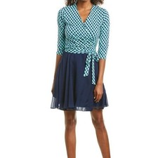 NWT DVF Diane Von Furstenberg New Irina Wrap Dress $428. Navy Size M