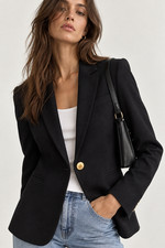 Philosophy Republic Clothing Women s Black Blazer Size M Gold Button Tailored