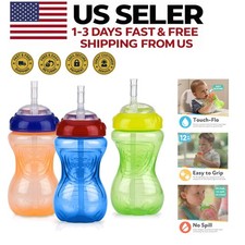 Colorful 10-Ounce No-Spill Sippy Cups with Flex Straw for Toddlers 12