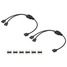2 Pcs ARGB Splitter Cable, 5V 12" 3 Pin 1 to 2 Female to Female, Black