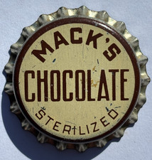 BOUCHON DE BOUTEILLE DE SODA CHOCOLAT MACK'S ; LIÈGE INUTILISÉ * PLZ HELP ID THIS CAP CITY OR BOT.