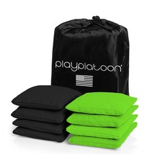 Premium Weather Resistant Duckcloth Cornhole Bags - Lime Green  Black