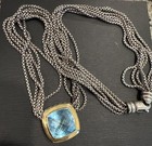 Authentic David YURMAN Yellow Gold Blue Topaz Multi Chain Necklace — photo 1