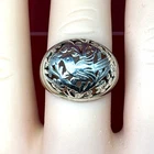 Vintage Ming's 4.4g Sterling Silver Oval Plum Dome Bird Ring in Size 8