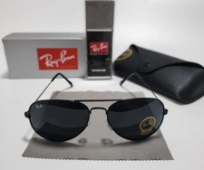 New Ray-Ban RB3025 Aviator Sunglasses Black Frame Grey Lenses UK STOCK