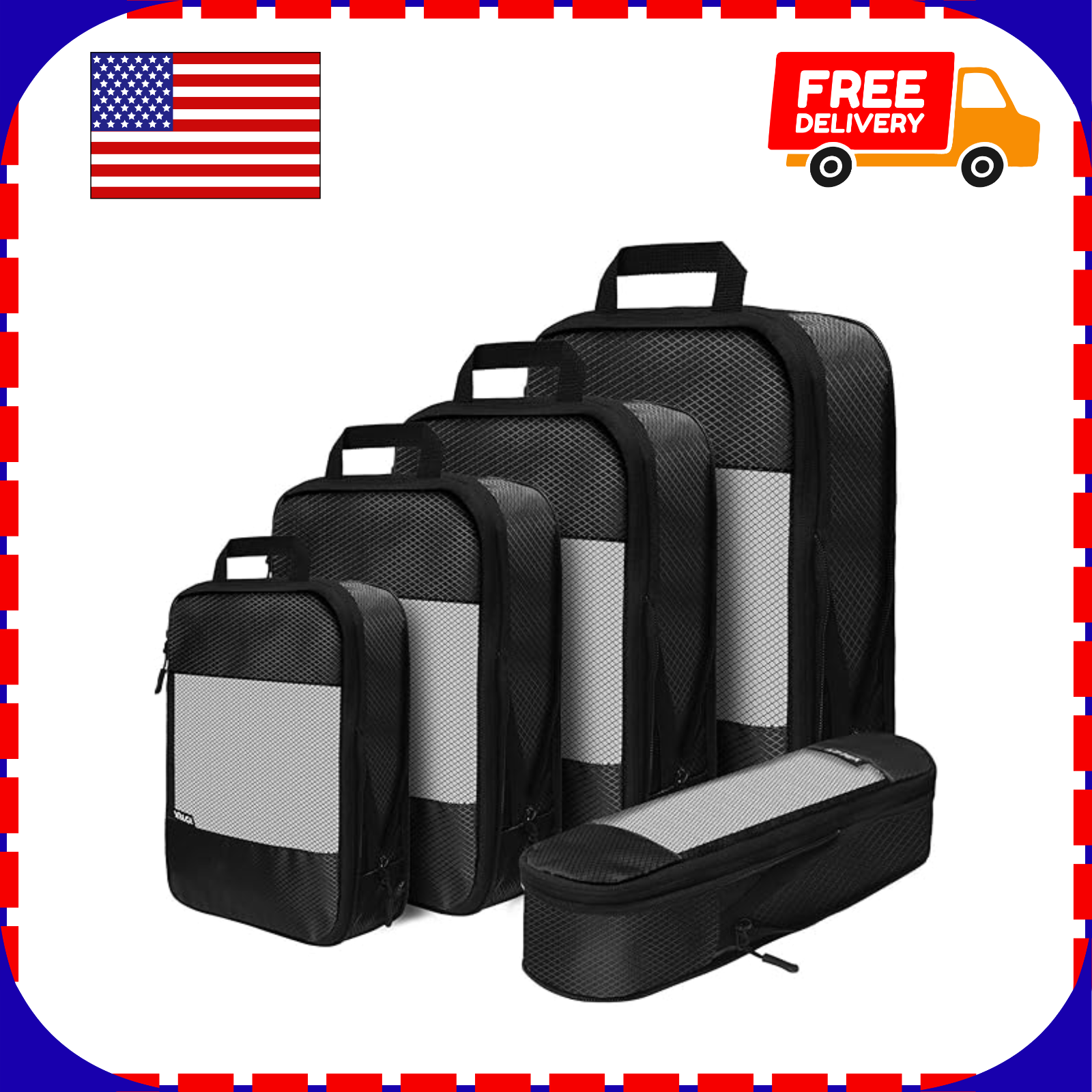 Compression Packing Cubes Set – 5 Lightweight Luggage Organizers for Travel-image