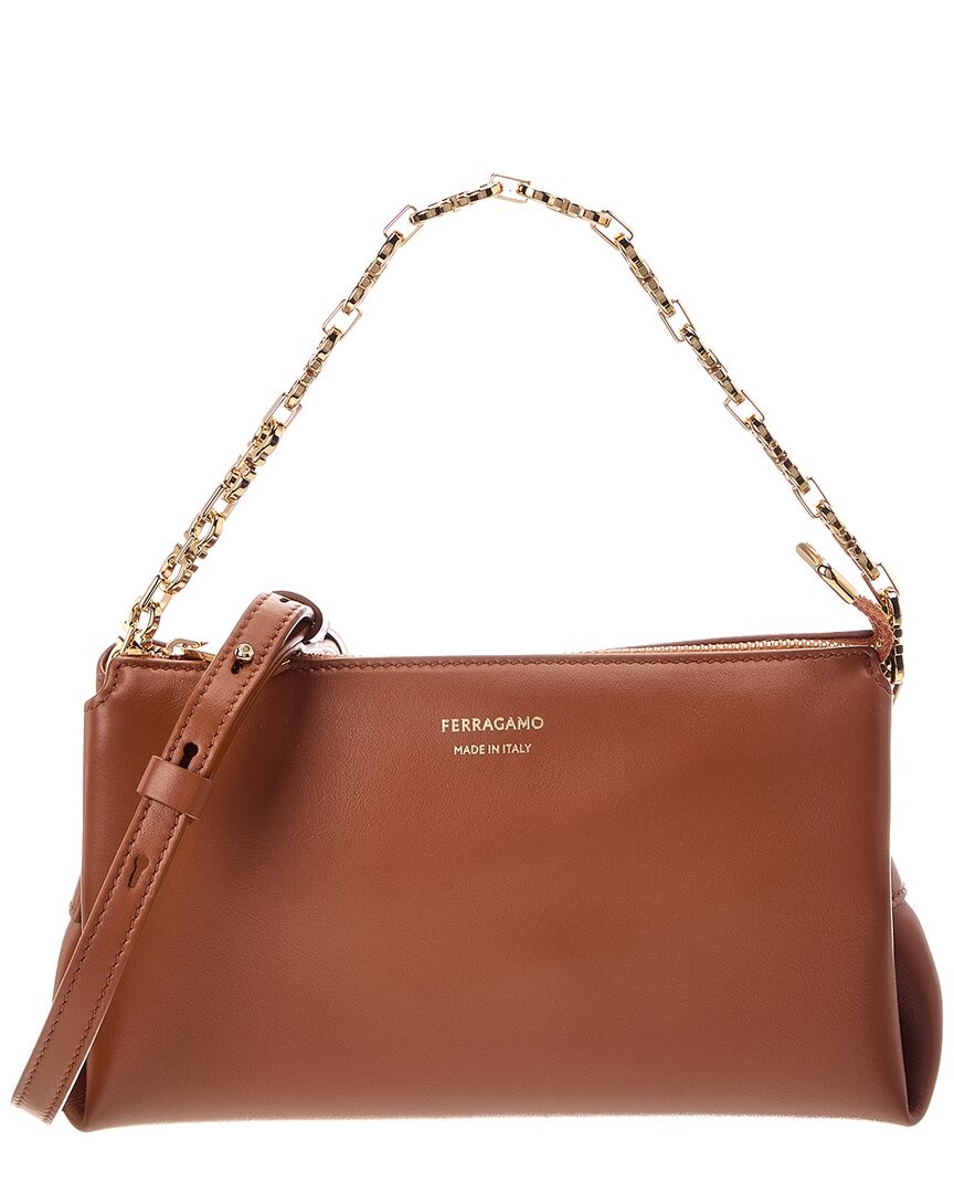Ferragamo Gancini Mini Leather Shoulder Bag Women's Brown