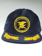 **Vintage** 80s NRA Trucker Hat Snapback Cap Black Gold Oak Leaves Made In USA