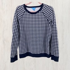 Draper James Women L Navy Gingham Check Sweat...
