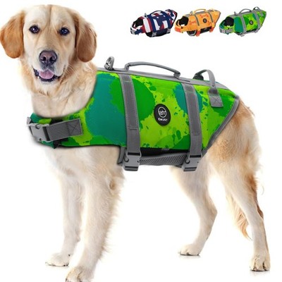 EMUST Dog Life Jacket, XL, MultiGreen, Waterproof, Breathable, Adjustable with R