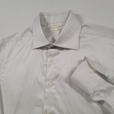 Suitsupply Shirt Mens 16.5 Gray Stripe Pima Cotton Traveller Slim Long Sleeve