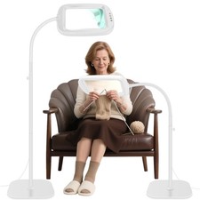 30X 10X Extra Large Floor Magnifying Glass with Light and Large, White