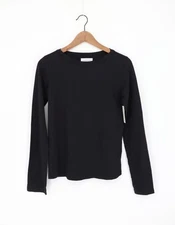 VELVET By Graham & Spencer Nima Long Sleeve Sueded Jersey Tee Black S $128 A3
