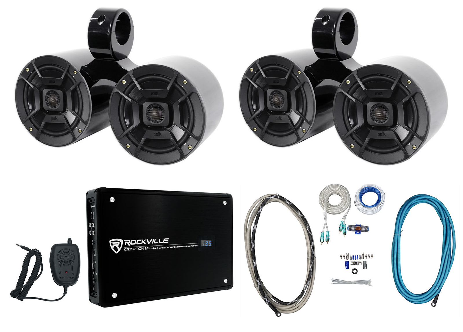 Пара динамиков Dual Polk Audio 65 мощностью 600 Вт для морской лодки и вейкборда Усилитель Комплект усилителей 82290₽