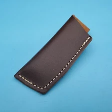 Pocket Knife Sheath Brown Water Buffalo Leather Folder Trapper Hand Made in USA
