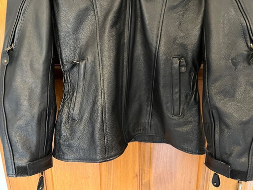 Women’s Xelement Advanced Motorcycle Biker Black Leather EUC Large - Picture 3 of 16