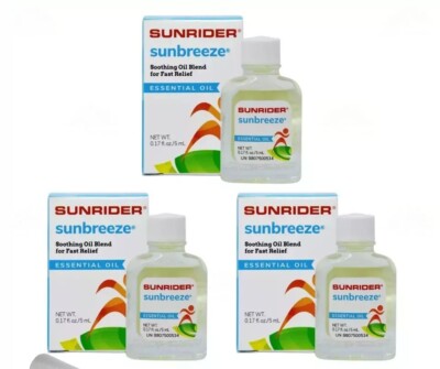 3x Sunrider Sunbreeze Essential Oil 5ml Pain Relief Muscle Ache Menthol Herb