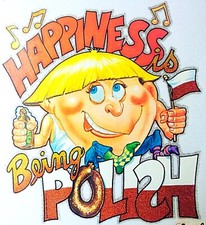 Orginal Vintage Happiness is Being Polish Iron On Transfer Glitter