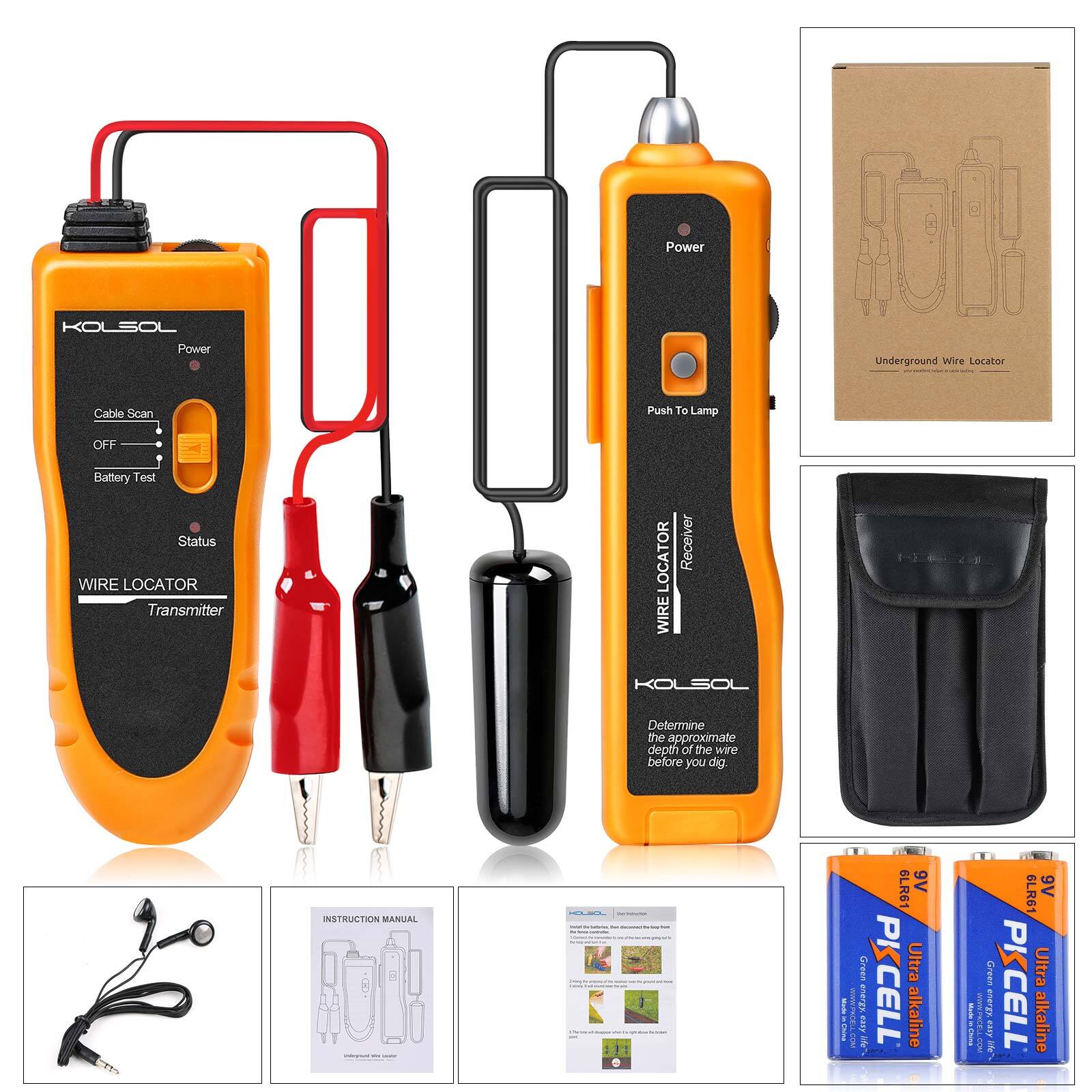 KOLSOL F02 F02 Pro Underground Cable Locator Tester Wire Tracer With Earphones