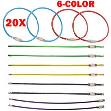 20Pcs 2mm 150mm Wire Keychain Cable Metal Luggage Tag Loops 6 Multi color USA