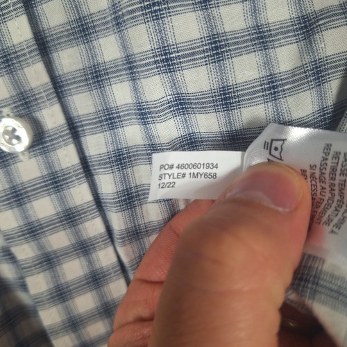 Camisa Travis Mathew Para Hombre 2XL Gris Azul A Cuadros Abotonada Manga Corta Elástica - Imagen 4 de 8